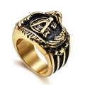 Cadeau promotionnel Antique Antique Gold Men Bague noire en acier inoxydable Anneaux exquis